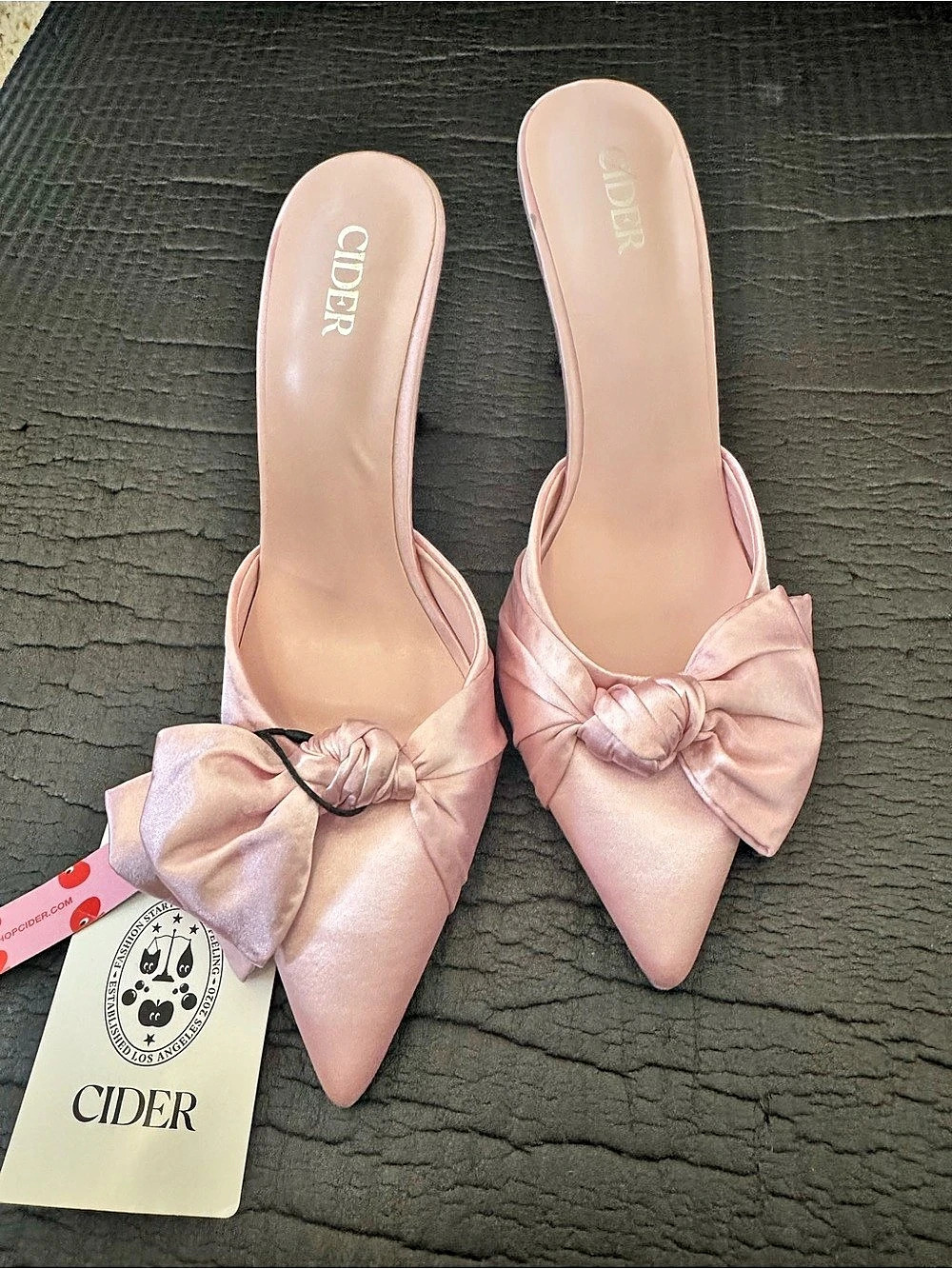 CIDER Bowknot Satin Heels Pink EU 38